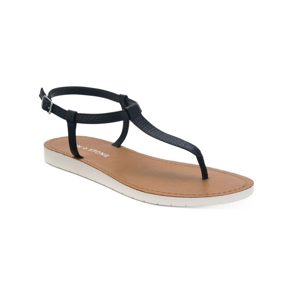 SUN STONE Womens Black Kristi Round Toe Buckle Slingback Sandal 9.5 M